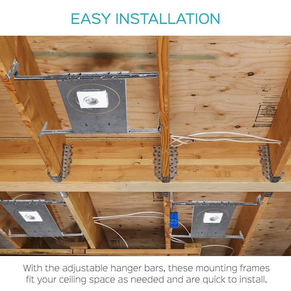 Shallow Recessed Housing Mounting Plate 3-4-6 Inch LED Recessed Kits Extendable Bars ETL 4-Pack